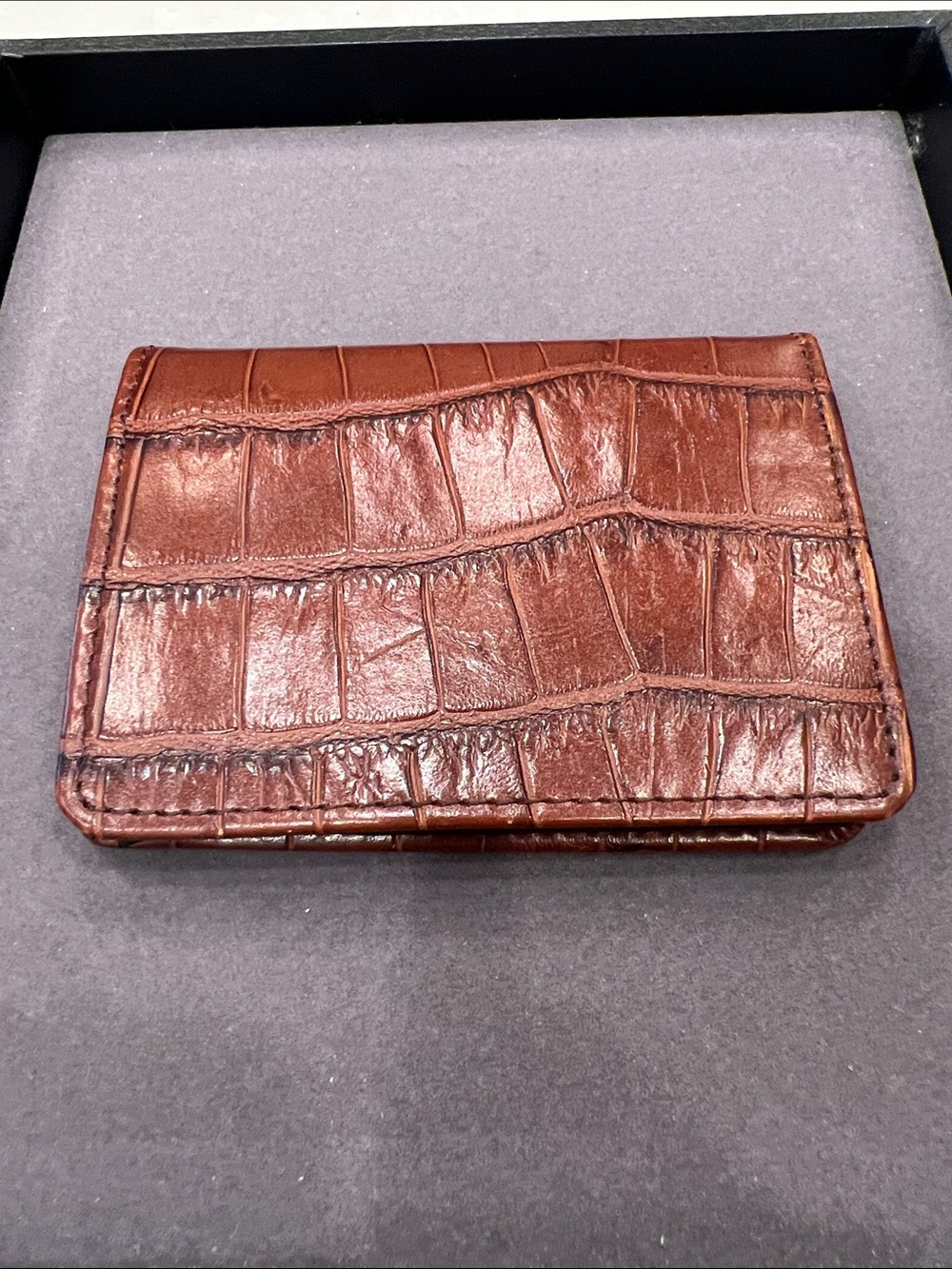 Brighton Men's Croc-Embossed Leather Card Holder